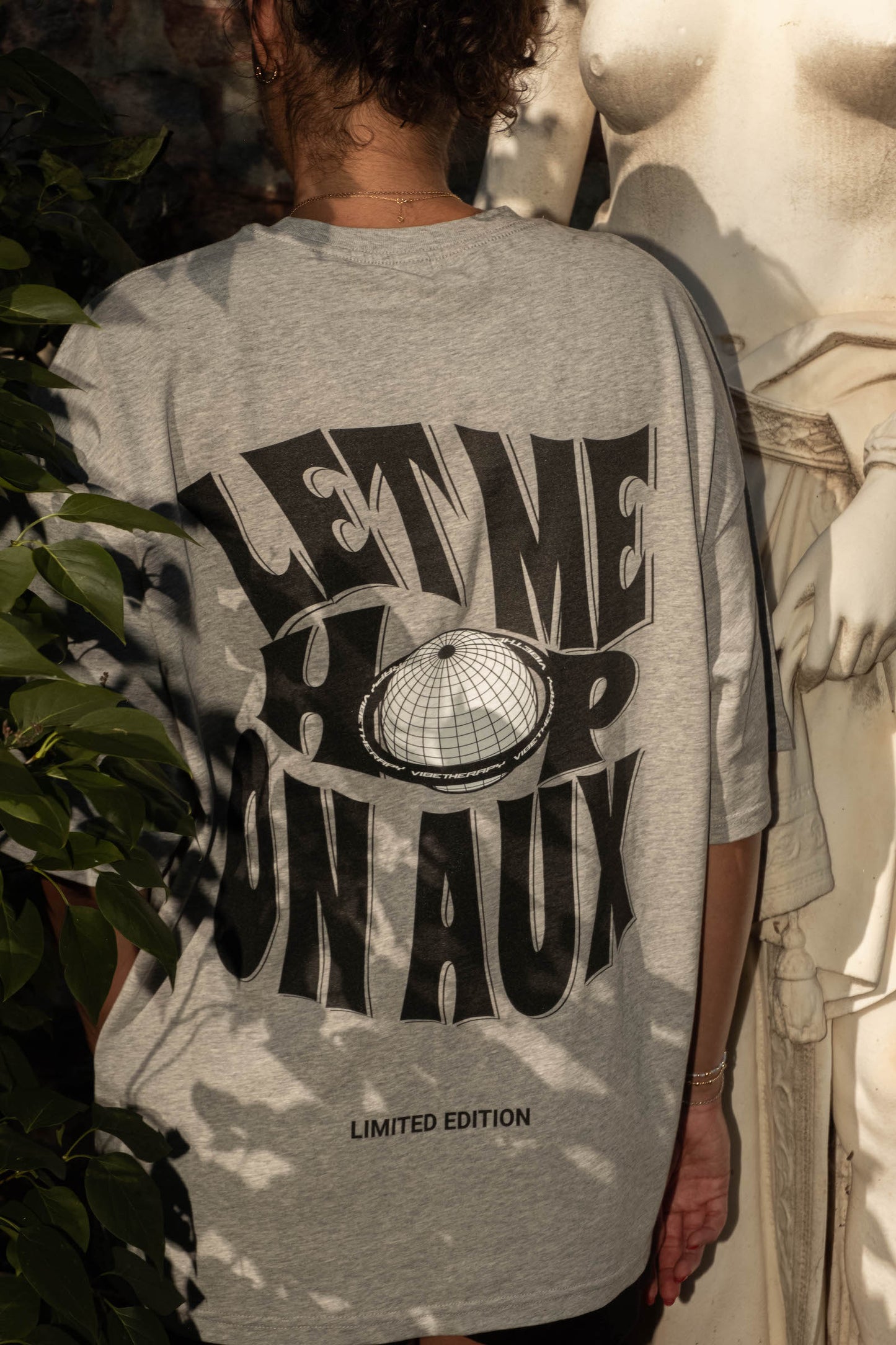 "Let Me Hop On Aux" Heather Grey Boxy Graphic Tee