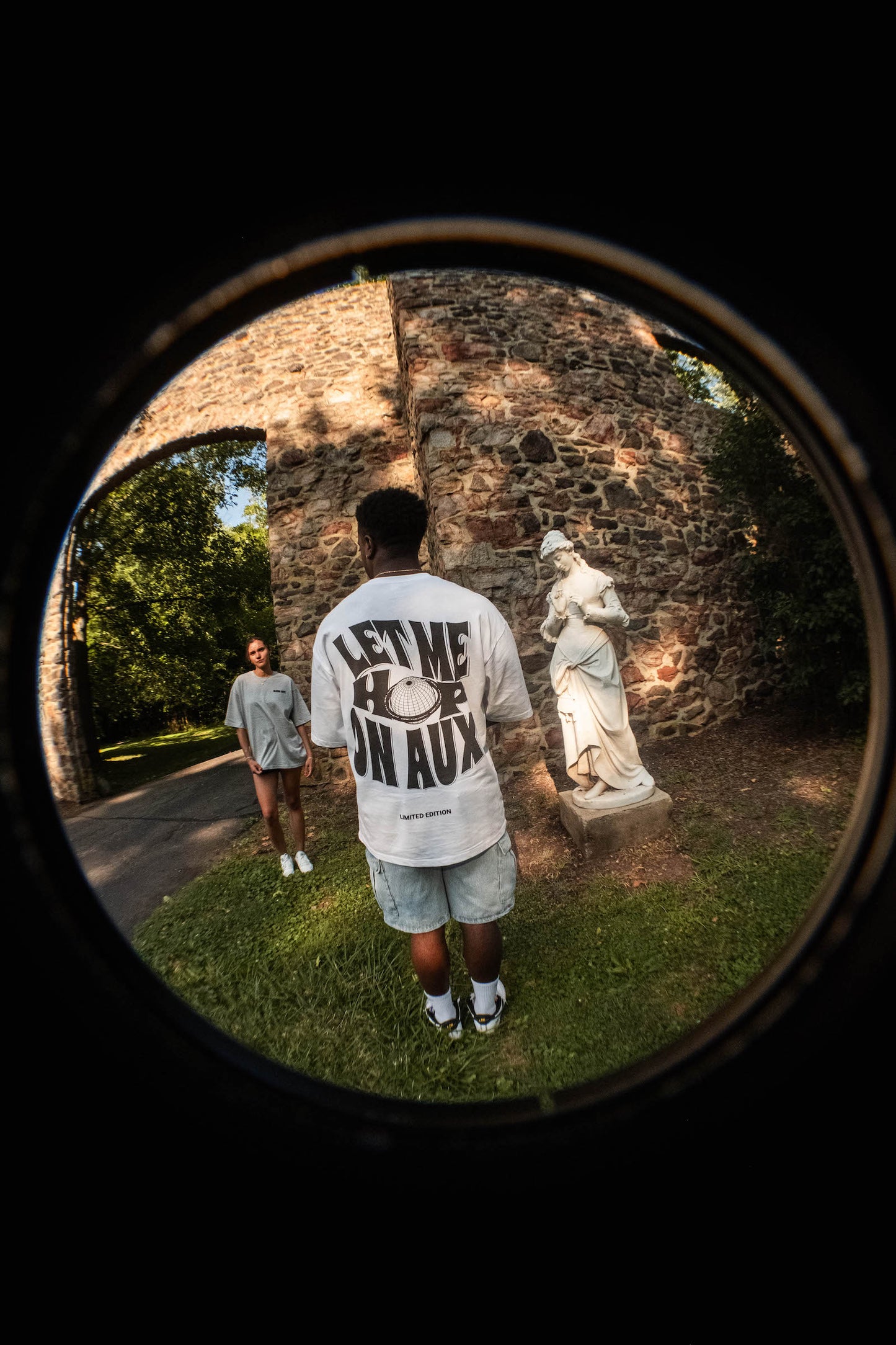 "Let Me Hop On Aux" White Boxy Graphic Tee