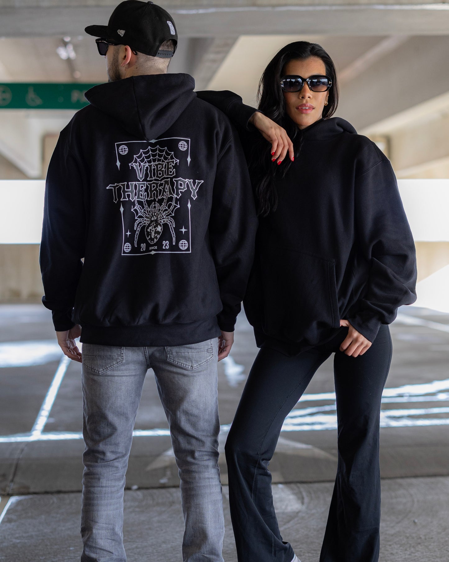 Oversized Fleece 'Spider' Graphic Hoodie