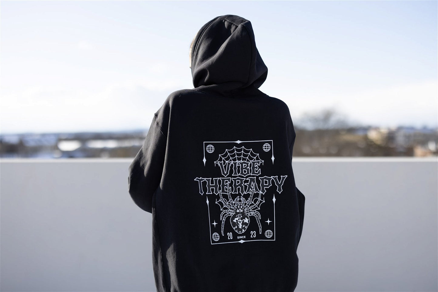 Oversized Fleece 'Spider' Graphic Hoodie