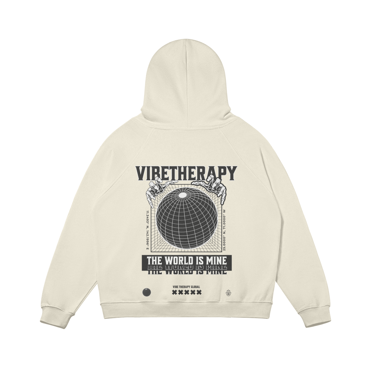 Oversized Fleece 'World' Graphic Hoodie