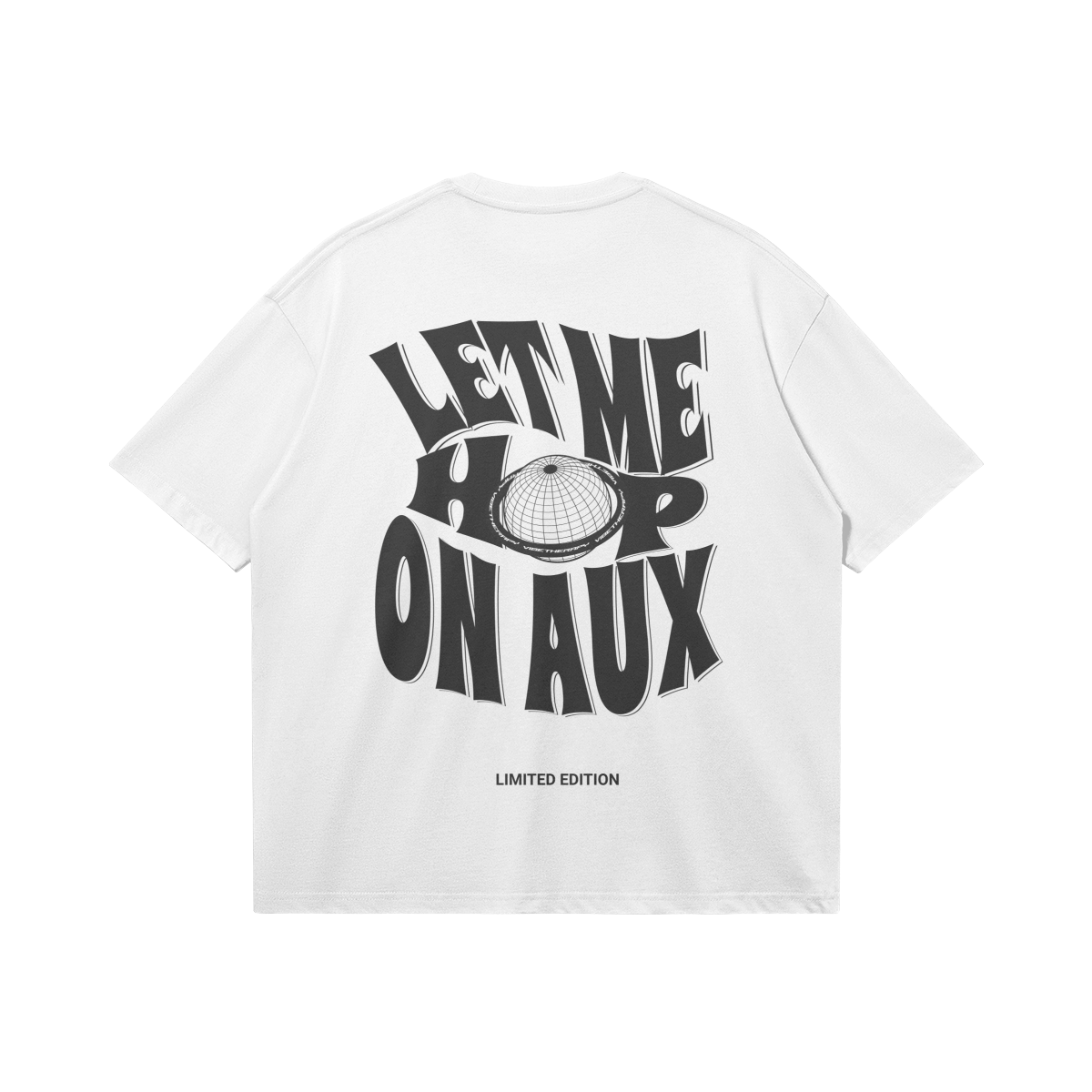 "Let Me Hop On Aux" White Boxy Graphic Tee